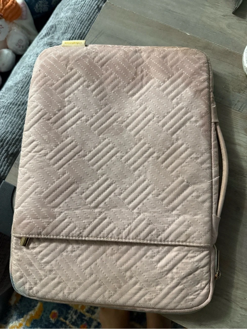 Quilted Light Pink Laptop Sleeve